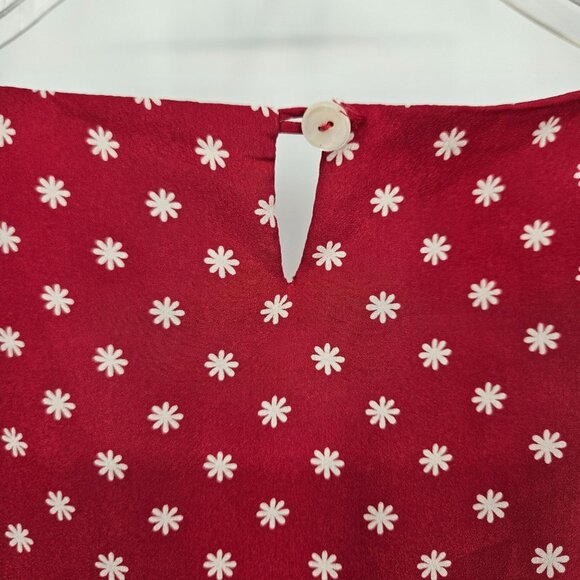 Vint 80s Liz Claiborne Midi Circle Dress 8 Red Polka Dot Full Skirt Puff Sleeve - Picture 7 of 9